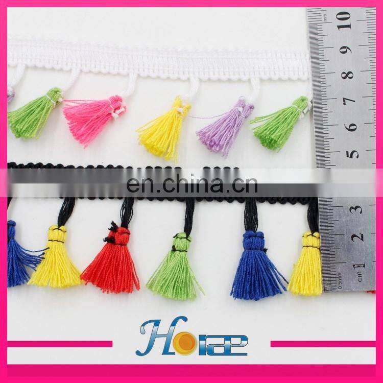 New design pompom lace trim cotton tassel fringe chain tassel lace trimming