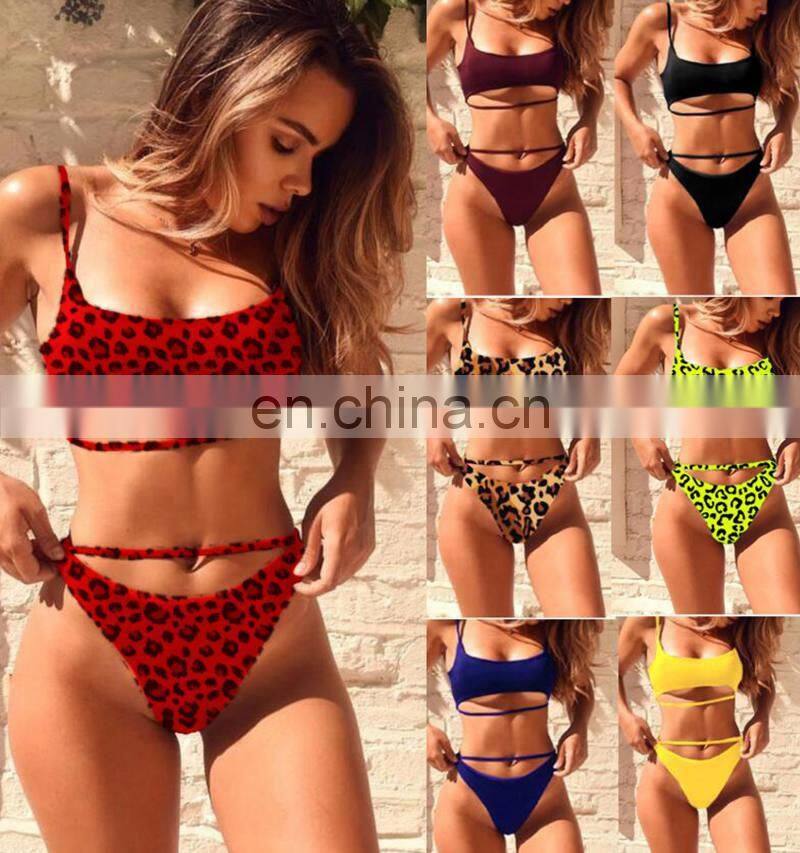 Hibkn solid bikini set push up cut out bikini Brazilian 2019 black swimsuit monokini biquini women swimsuits Swimsuit Female