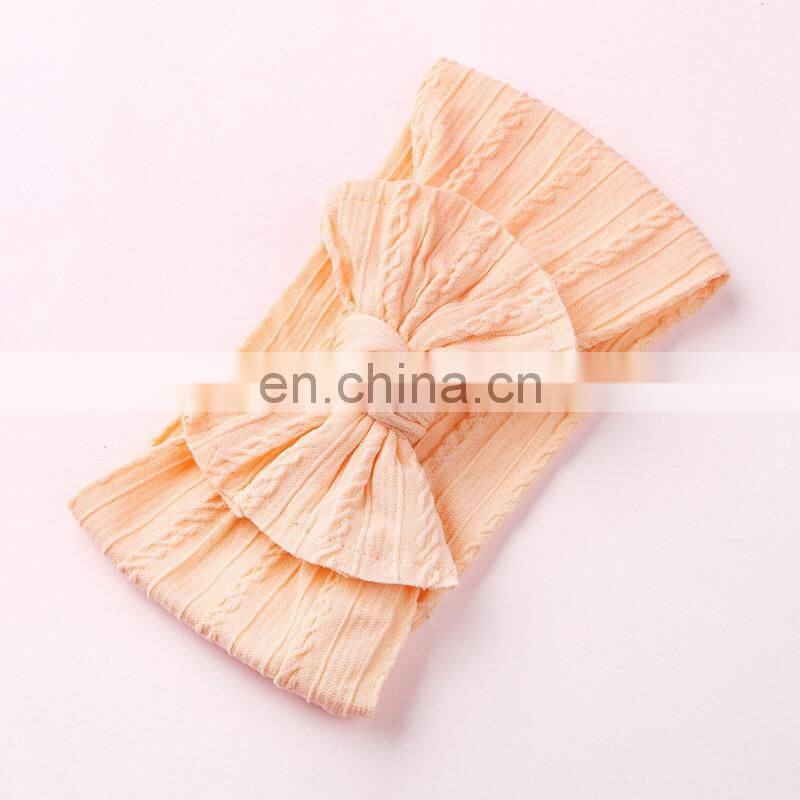 27Colors Baby Soft Headband Girl Solid Color jacquard stripe headwear with bow