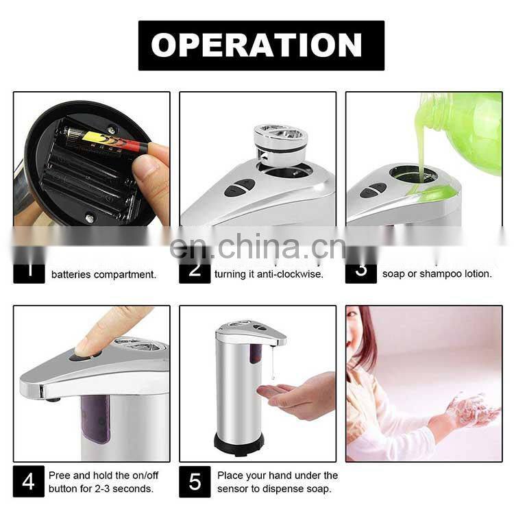 POWER stainless steel no touch portable fancy electric liquid bath automatic soap dispenser