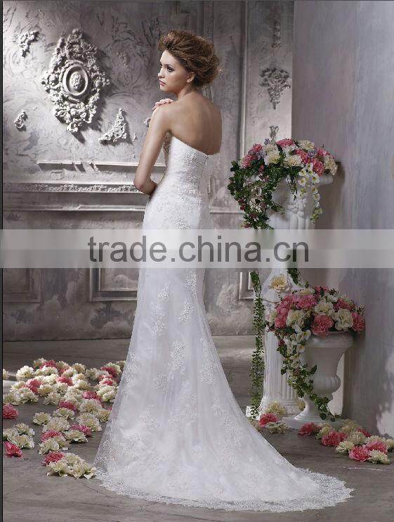Charming sweetheart neckline lace appliqued alibaba wedding dress