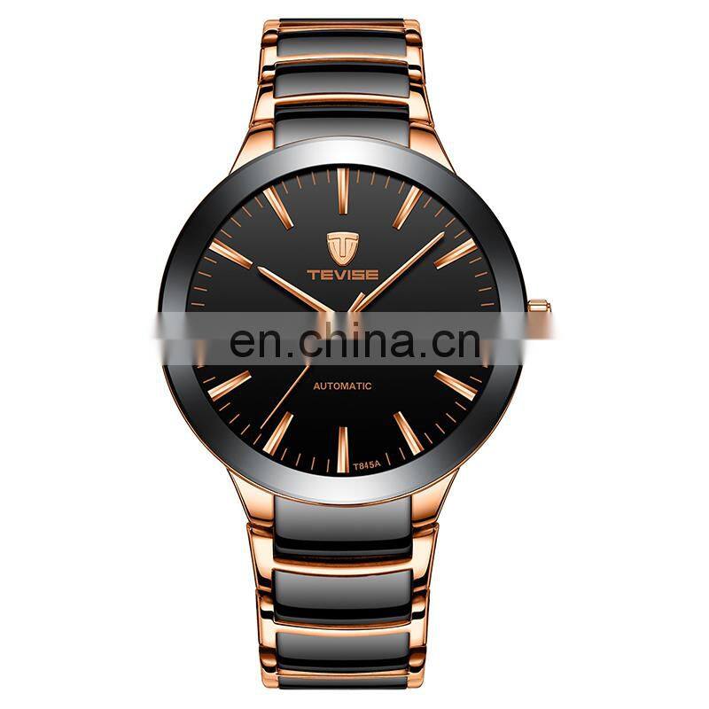 TEVISE t845a Mens Business Auto Date Watches Luxury Automatic Mechanical Stainless Steel Male Wristwatch
