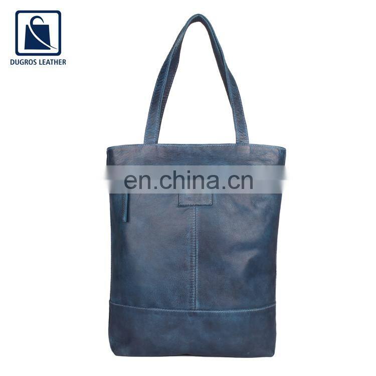 Vintage Style Good Quality Silver Antique Fitting Elegant Look Women Genuine Leather Shopper Shopping Bag for Sale