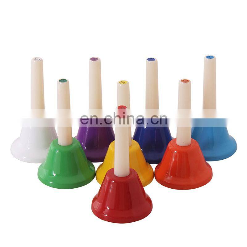8-Note Hand Bell Children Music Toy Rainbow Percussion Instrument Set 8-Tone Bell Rotating Rattle Beginner Educational Toy Gift