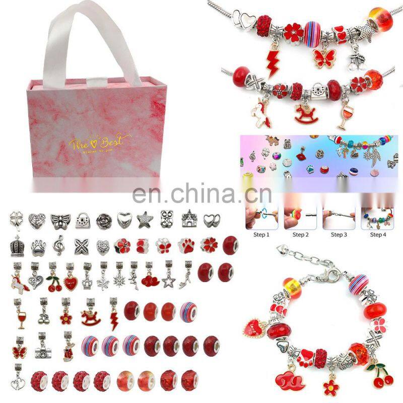 Best Valentine's Day Gifts For Girls 64PCS Charm Making Bracelets Kit DIY Bracelet Beads For Jewelry Making Kit