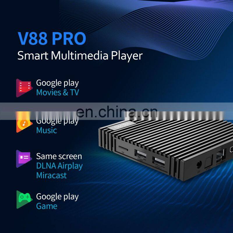 OEM 4k tvbox 4G 32G android 9 tv box with 5G dual band WIFI media player V88PRO