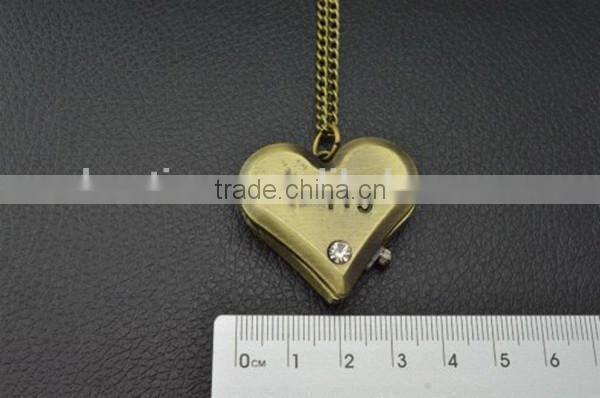 Retro necklace watch happy branded and heart shape necklace watch quartz necklace watch