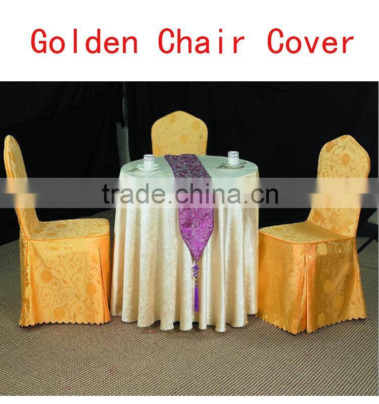 Hot sale high quality gold colour jacquard polyester chair cover for sale
