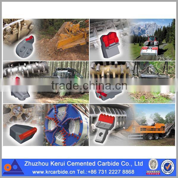 Construction tool parts custom tungsten carbide tips for forestry mulcher tooth with long service life from Zhuzhou Kerui