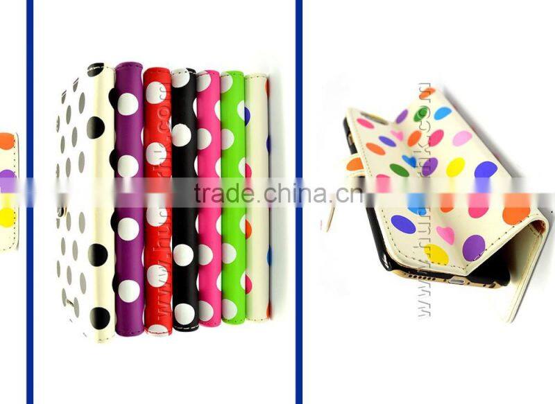 Printed Dot PU Leather Wallet Case For iphone6