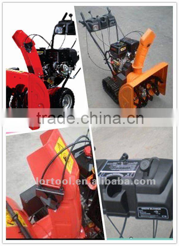 Two-stage track snow thrower