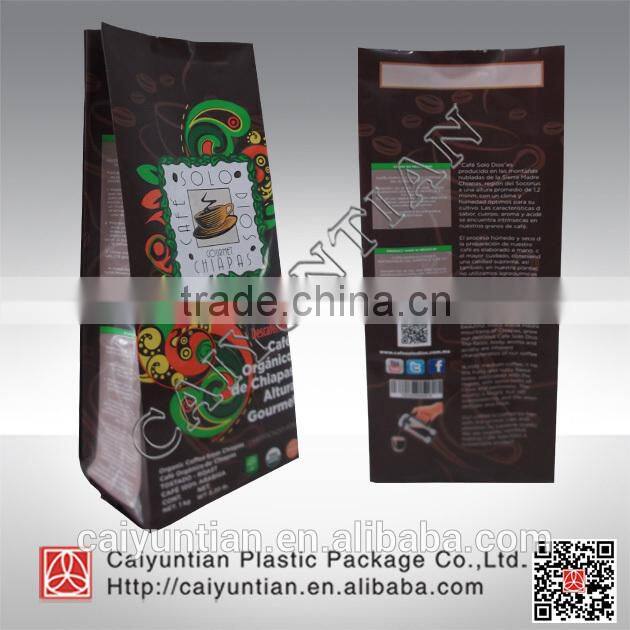 Aluminum Tin Tie tea bags with window/valve custom stand up pouch Quad-sealing stand up bag