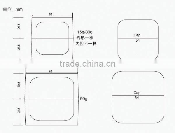 Transparent cosmetic acrylic face cream jar 15g