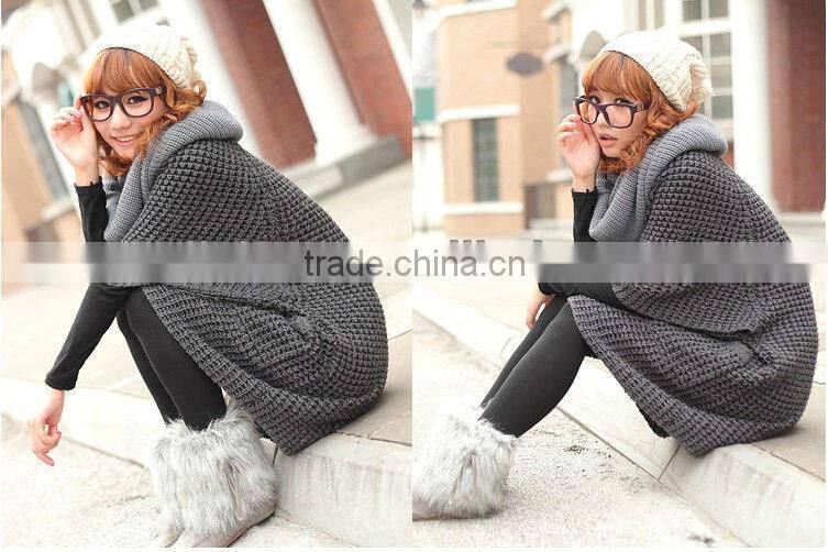 Wholesale Wool Knitted Plain Color Circle Loop Women Winter Scarf