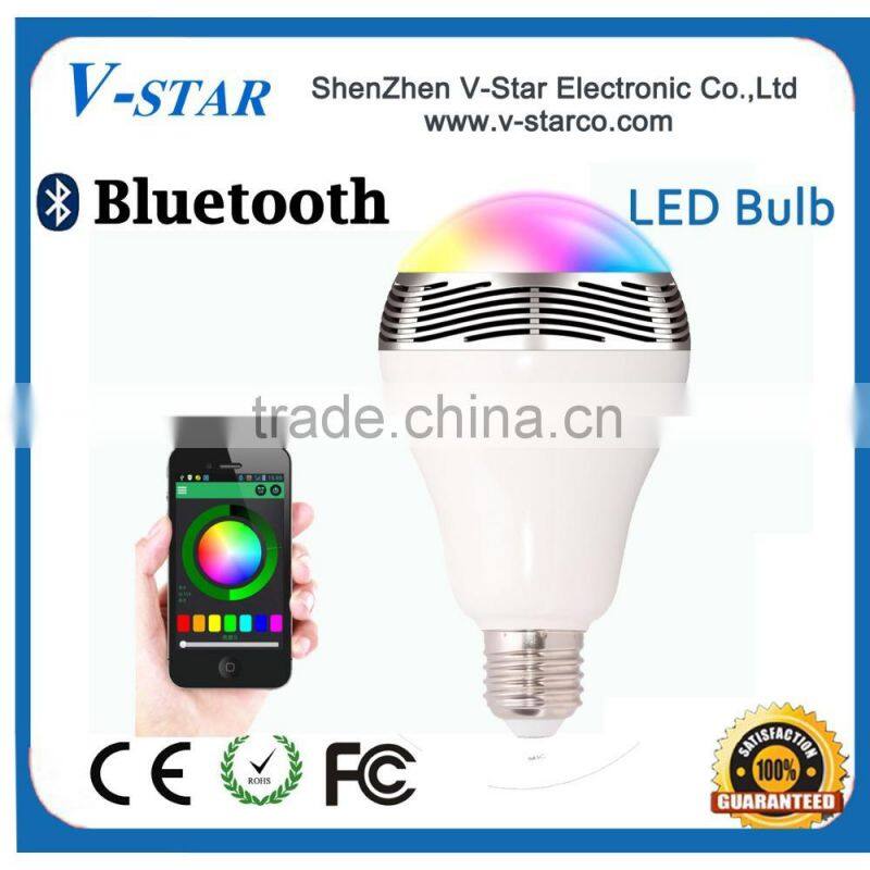 High quality with 3 in 1 Colorful bluetooth speaker led blub E27 with APP control, Bluetooth Led Light Bulb, Bluetooth Led Bulb