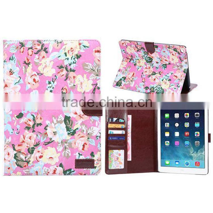 Flower wallet leather case For iPad 6