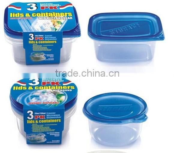 739ml 3 pack round plastic food container disposable tableware