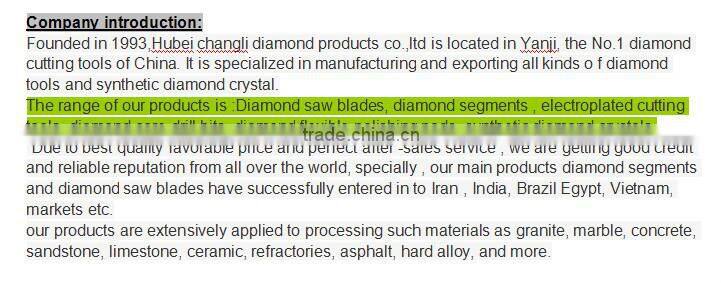 diamond segments for travertine for 1200mm, 1300mm