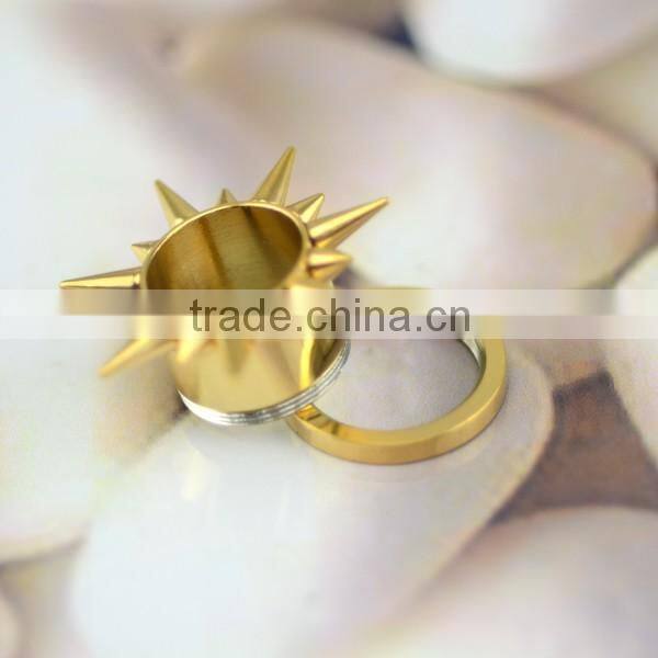 TP011244 new season stainless steel gold plating ear flesh tunnel spikes body jewelry