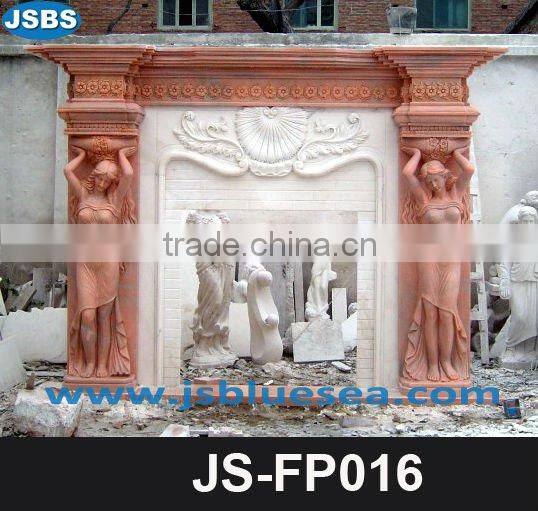 White marble fireplace figure carving