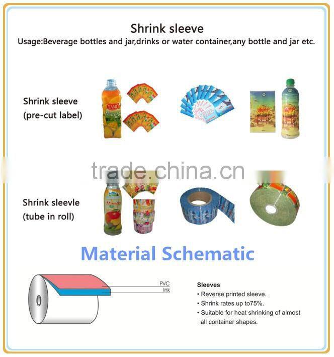 Plastic bottle label printing / PVC heat shrink film /shrink wrap bottle labels