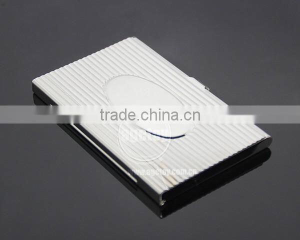 New Arrival High-Grade Name ID Card Box Organizer Lines Emboss Oval Metal Business Card Case Stainless Steel Card Holder
