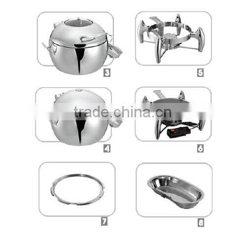 Round buffet induction soup station set W/Glass window lid W/11L bain marie