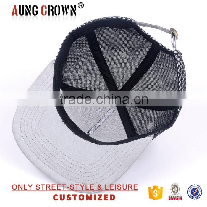 Flat brim plain snapback hat 5 panels