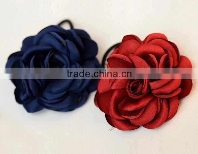 Burned Rose Flower Elastic Hair Band,Women Flower Scrunchy Hair Ring