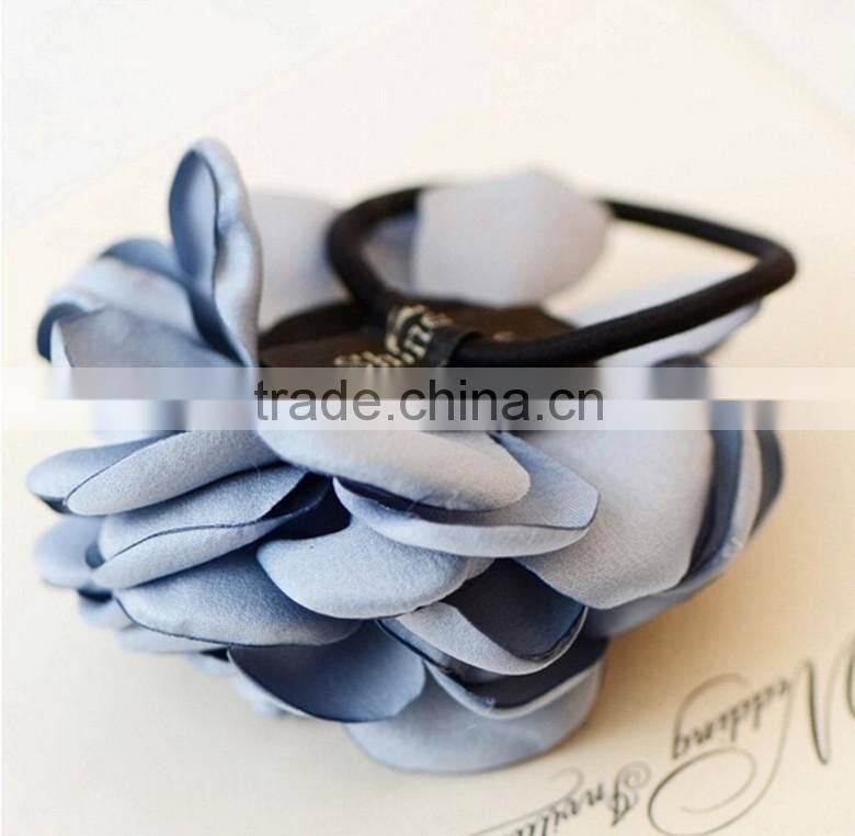 Burned Rose Flower Elastic Hair Band,Women Flower Scrunchy Hair Ring