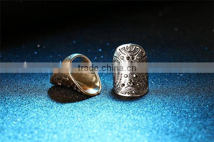 Ethnic vintage jewelry zinc alloy rhinestone new design gold finger ring for women