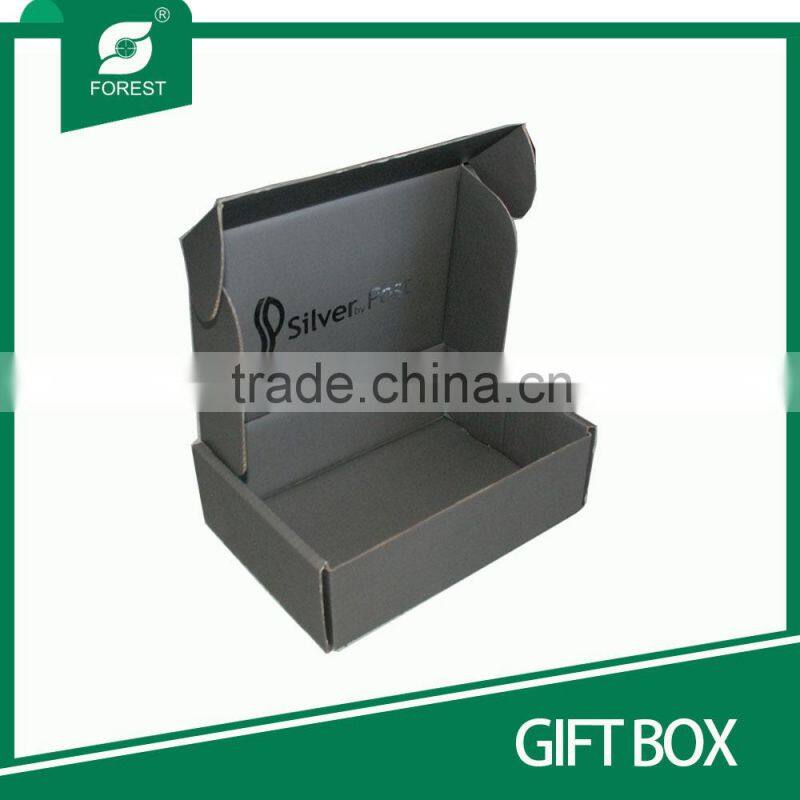 HIGH END CUSTOM MADE CORRUGATED GIFT BOX FOR POSTAGE WITH HOT SILVER STAMPPED INSIDE