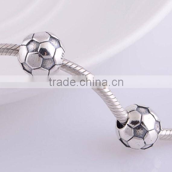 Authentic 925 Sterling Silver Football Charms Bead Women Jewelry DIY Fits European Style Bracelets& Necklaces