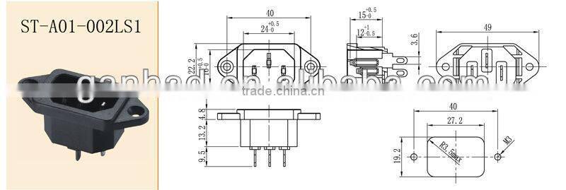 3 pin AC inlet& ROHS/HF and UL .cUL.VDE.SAA.EK.SAA approved.