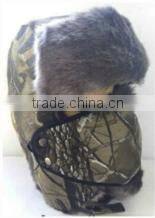 custom nylon & fake fur windproof winter hat with earmuff