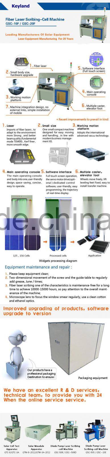 Fiber laser for solar cell scribing / cutting from Keyland laser