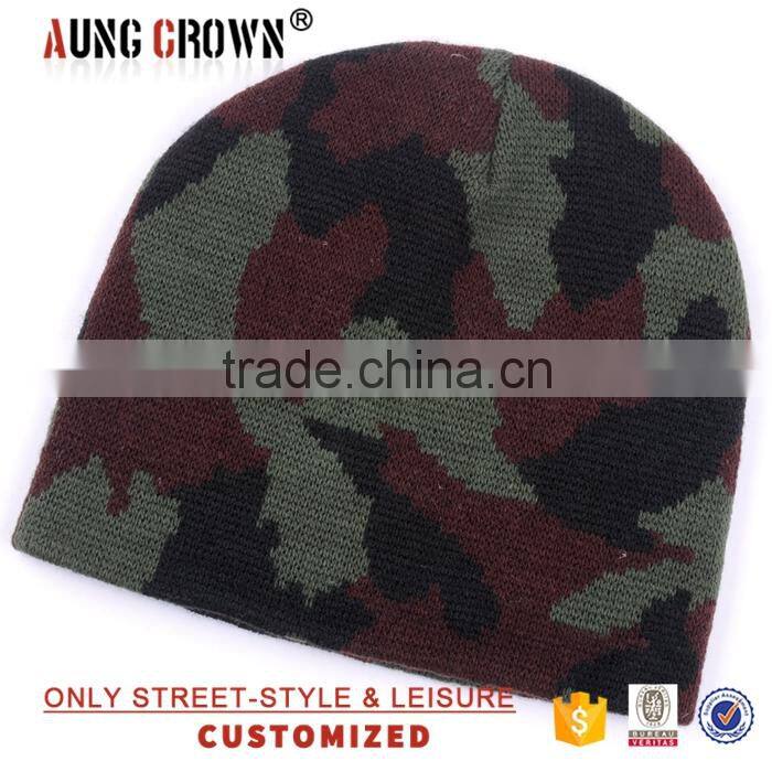 camouflage beanie hat/custom jacquard beanie wholesale/beanie hat