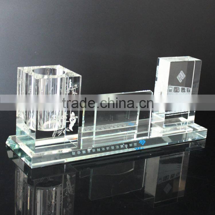 High quality crystal office set with card & pen container
