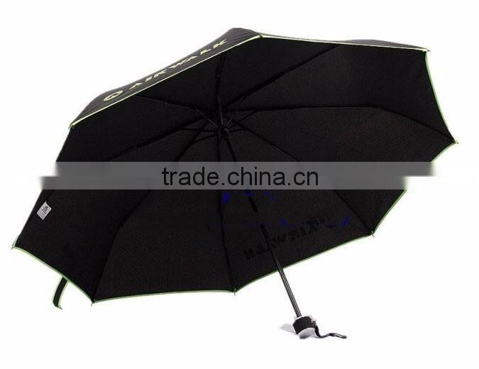 Chinese factory classic black folding travel umbrella with customize print