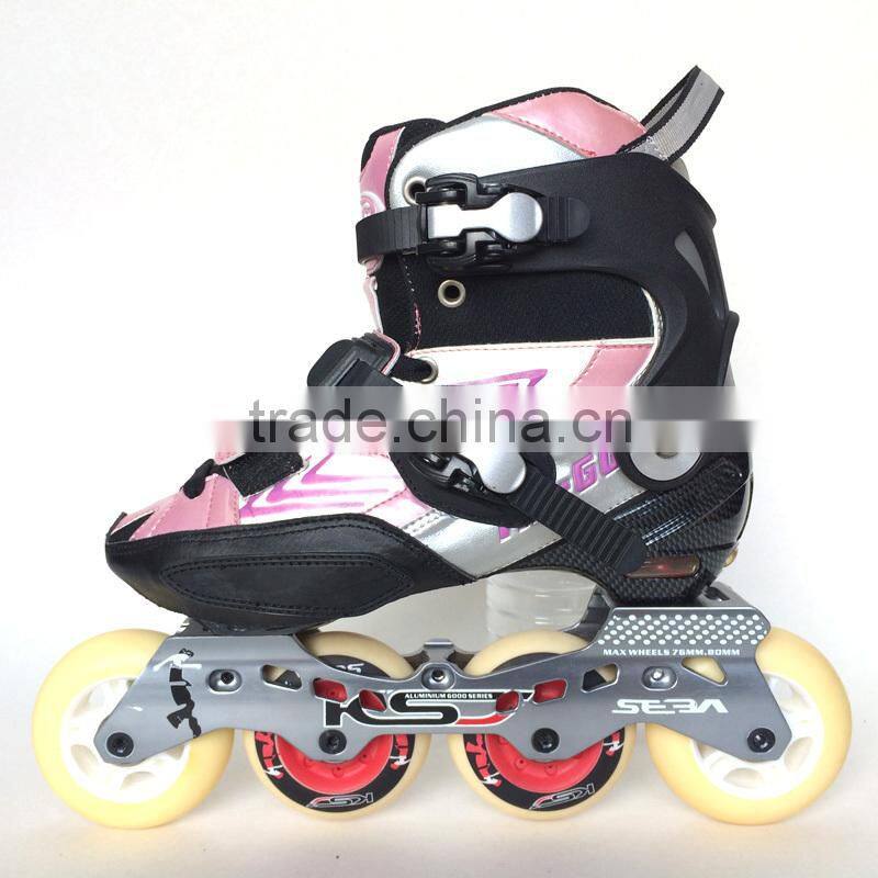New design high grade pink 2015 inline skate professional shoes for women