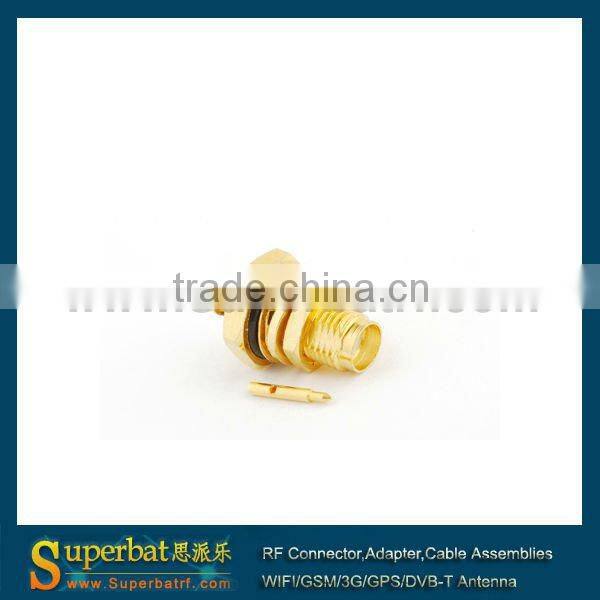 sma waterproof sma bulkhead connector RP-SMA Solder Jack(male pin) bulkhead O-ring connector for .141"