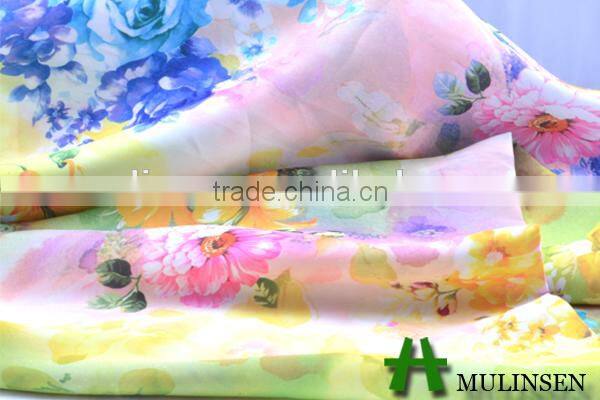 Mulinsen Textile 100% Polyester Woven Imitation Digital Printing Chiffon Fabric Online