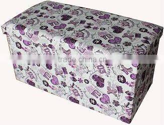 stronger!! Brown Corduroy folding storage stool with side bag