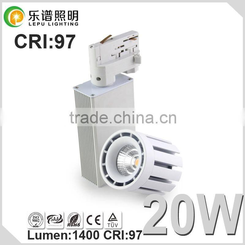 2015 Mordern designed dimmable black or white aluinium shell high lumen 1400lm 20watt track light led with CE&ROHS