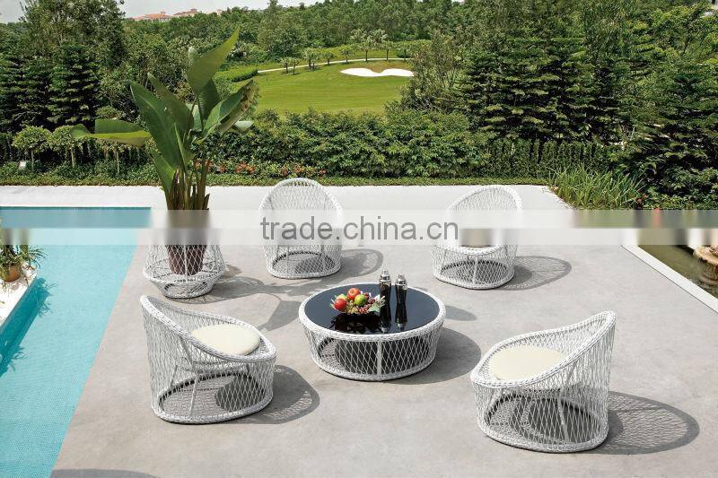 Wicker outdoor rattan Coffee Table set furniture - poly rattan coffee set (1.2mm alu frame powder coated,5cm thick cushion)