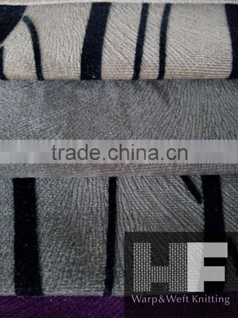 ZJHF-E15 100% polyester super soft burntout flocking fabric for upholstery fabric