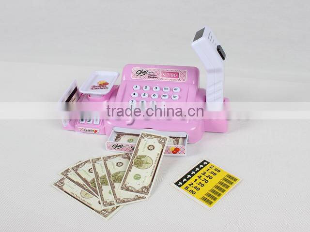 Children plastic shopping set toy with cash register