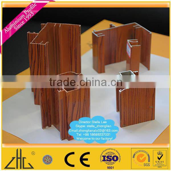 Wow!! anodized aluminium frame OEM/timber grain aluminium profile to make door and window/paper transfer wood grain alu profiles