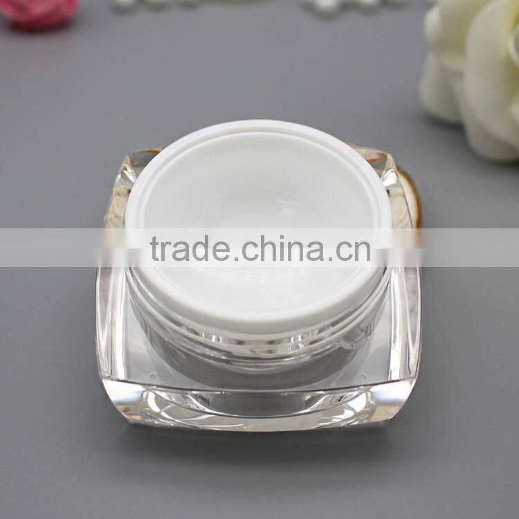 15ml square shaped double wall cosmetic plastic jar