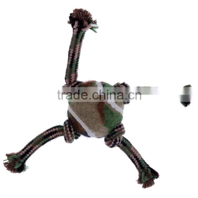 Chi-buy Crazy Four Rope Tug and Toss Dog Toy With Tennis Ball Pet Toy,in Camouflage Color